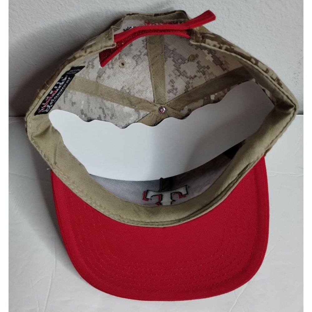 Texas Rangers Red & Camo Fanatics Authentic Adjustable Ball Cap Hat - Picture 8 of 9